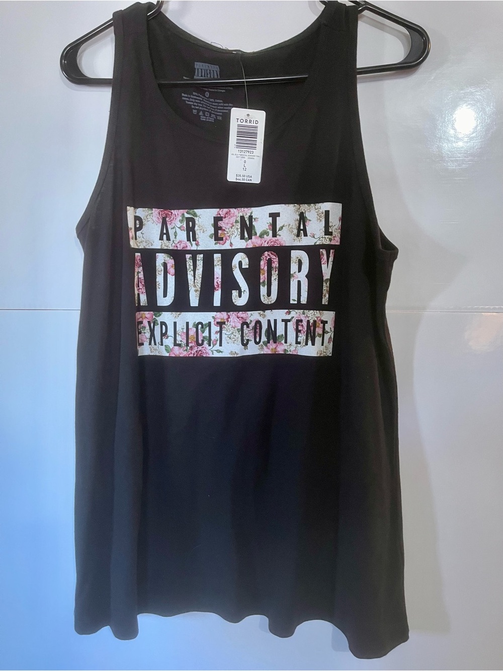 torrid Black Tank with Floral 'Parental Advisory' Graphic